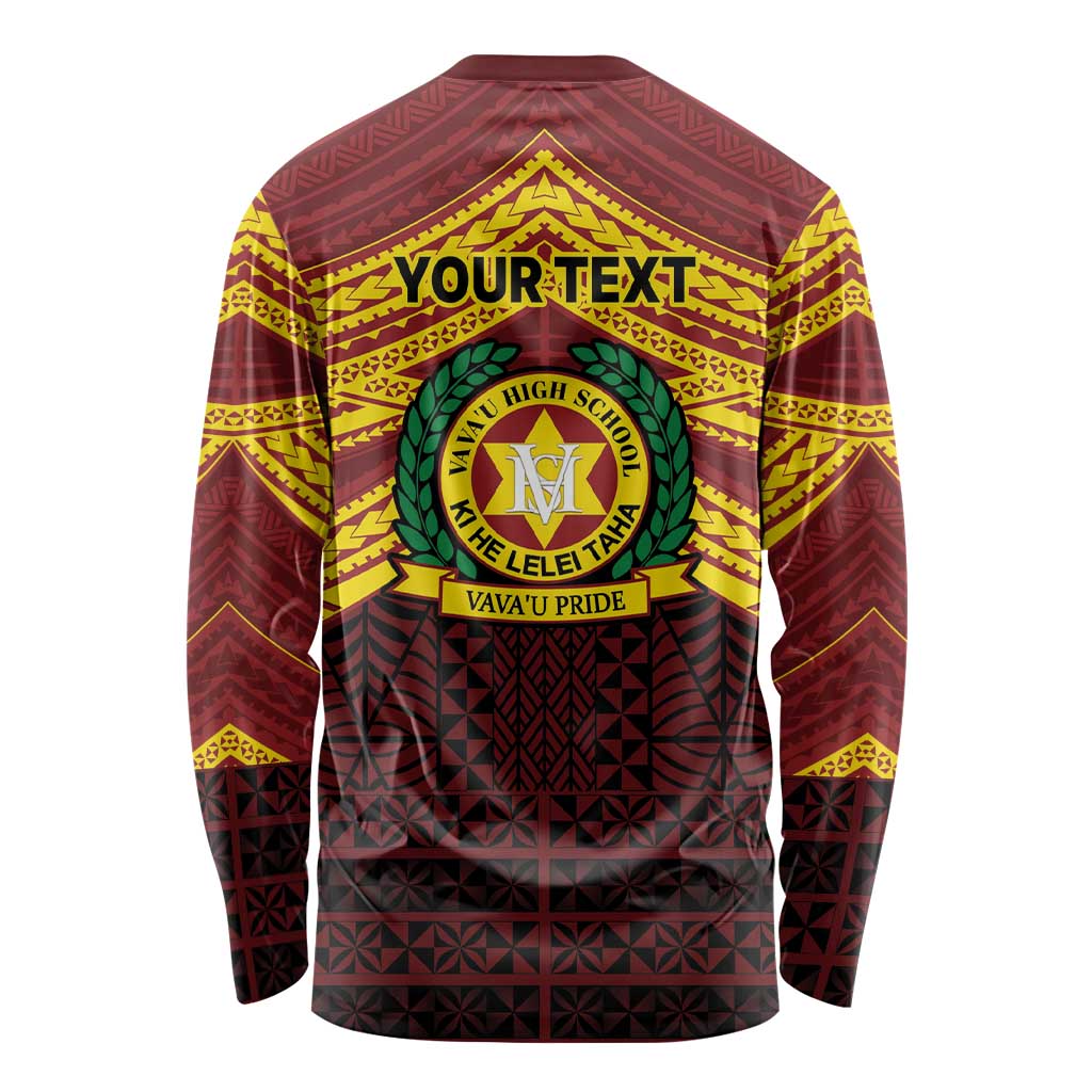Personalised Tonga Vava'u High School Long Sleeve Shirt Polynesian Ngatu Tribal