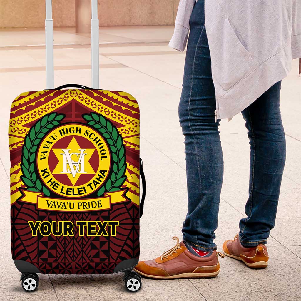 Personalised Tonga Vava'u High School Luggage Cover Polynesian Ngatu Tribal
