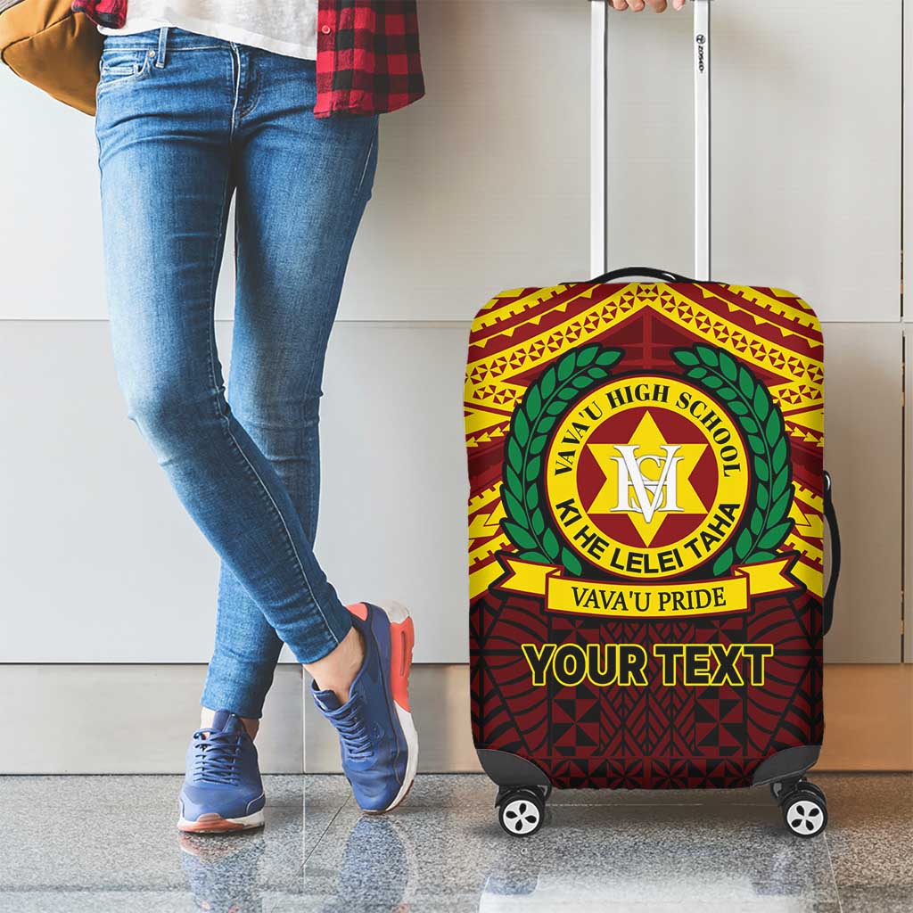 Personalised Tonga Vava'u High School Luggage Cover Polynesian Ngatu Tribal