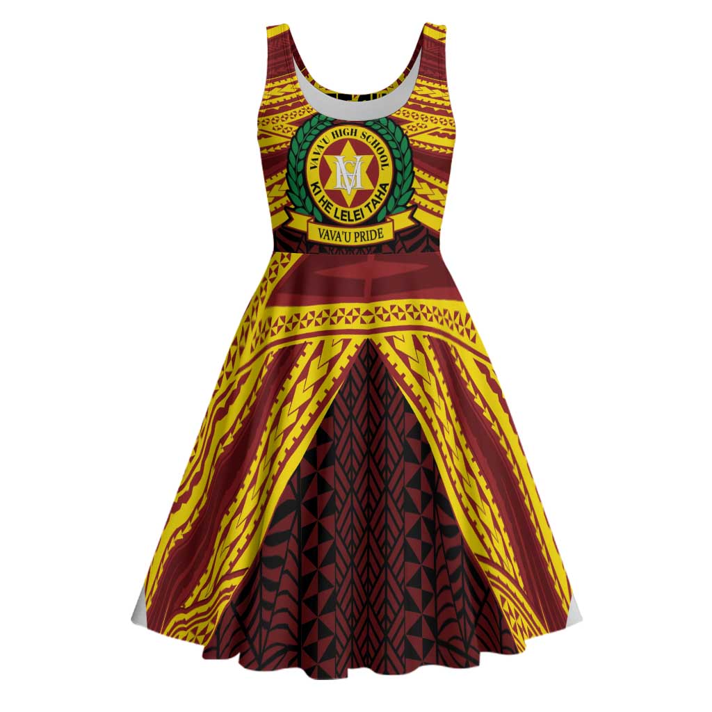 Personalised Tonga Vava'u High School Midi Dress Polynesian Ngatu Tribal - Polynesian Pride