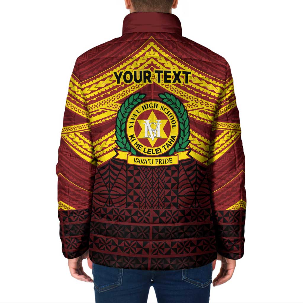 Personalised Tonga Vava'u High School Padded Jacket Polynesian Ngatu Tribal - Polynesian Pride