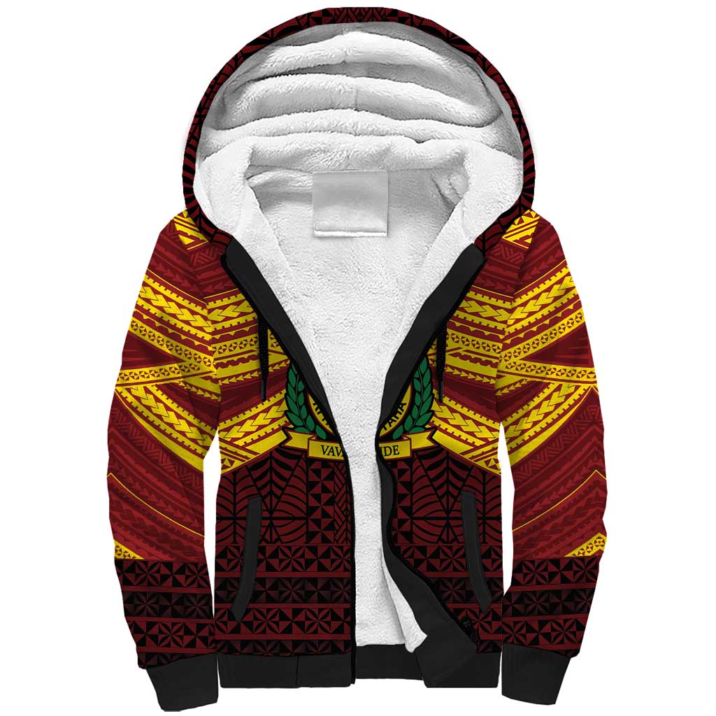 Personalised Tonga Vava'u High School Sherpa Hoodie Polynesian Ngatu Tribal