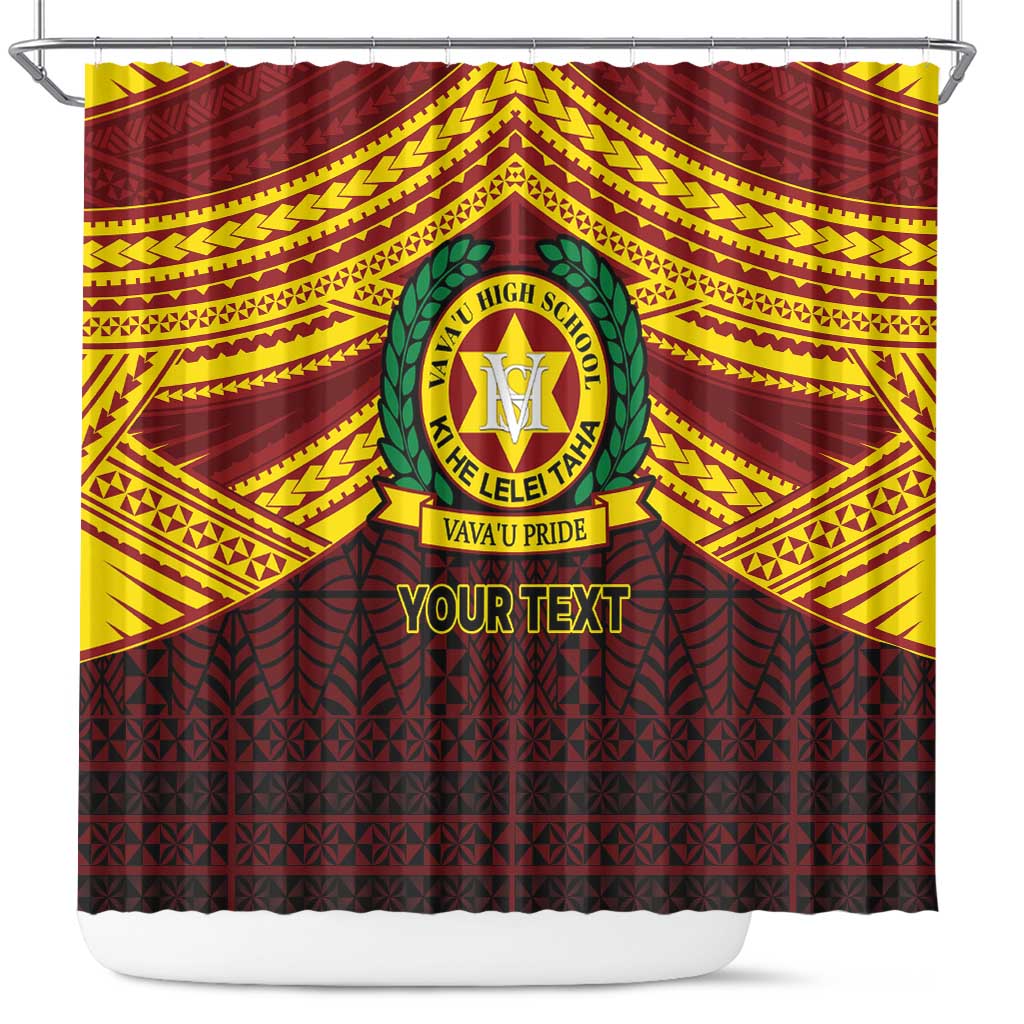 Personalised Tonga Vava'u High School Shower Curtain Polynesian Ngatu Tribal