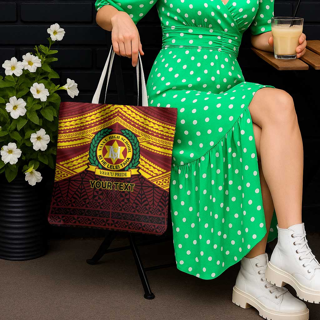Personalised Tonga Vava'u High School Tote Bag Polynesian Ngatu Tribal - Polynesian Pride