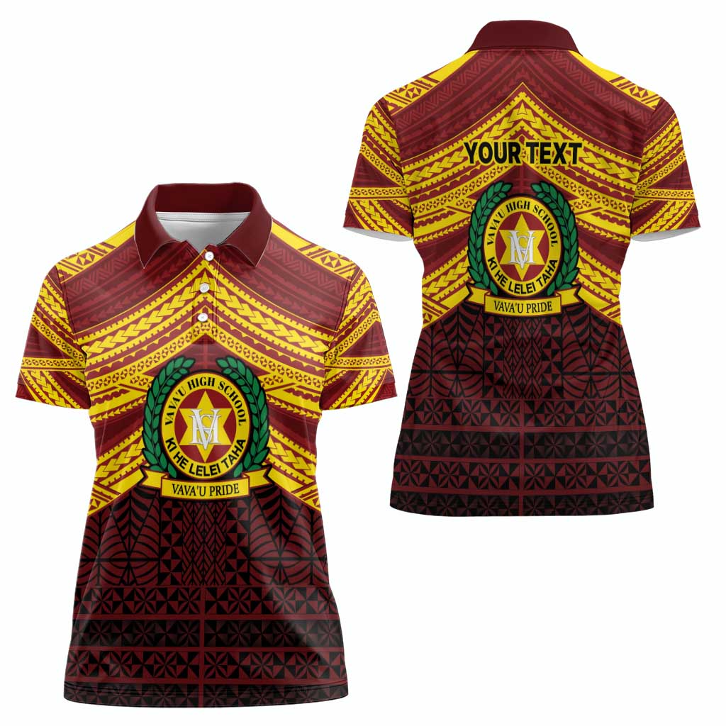 Personalised Tonga Vava'u High School Women Polo Shirt Polynesian Ngatu Tribal