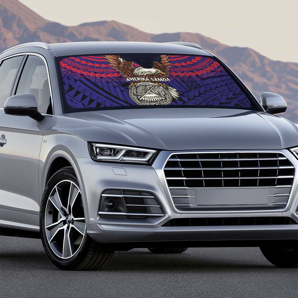 American Samoa Brave Eagle Personalized Auto Sun Shade National Flag Color - Polynesian Pride