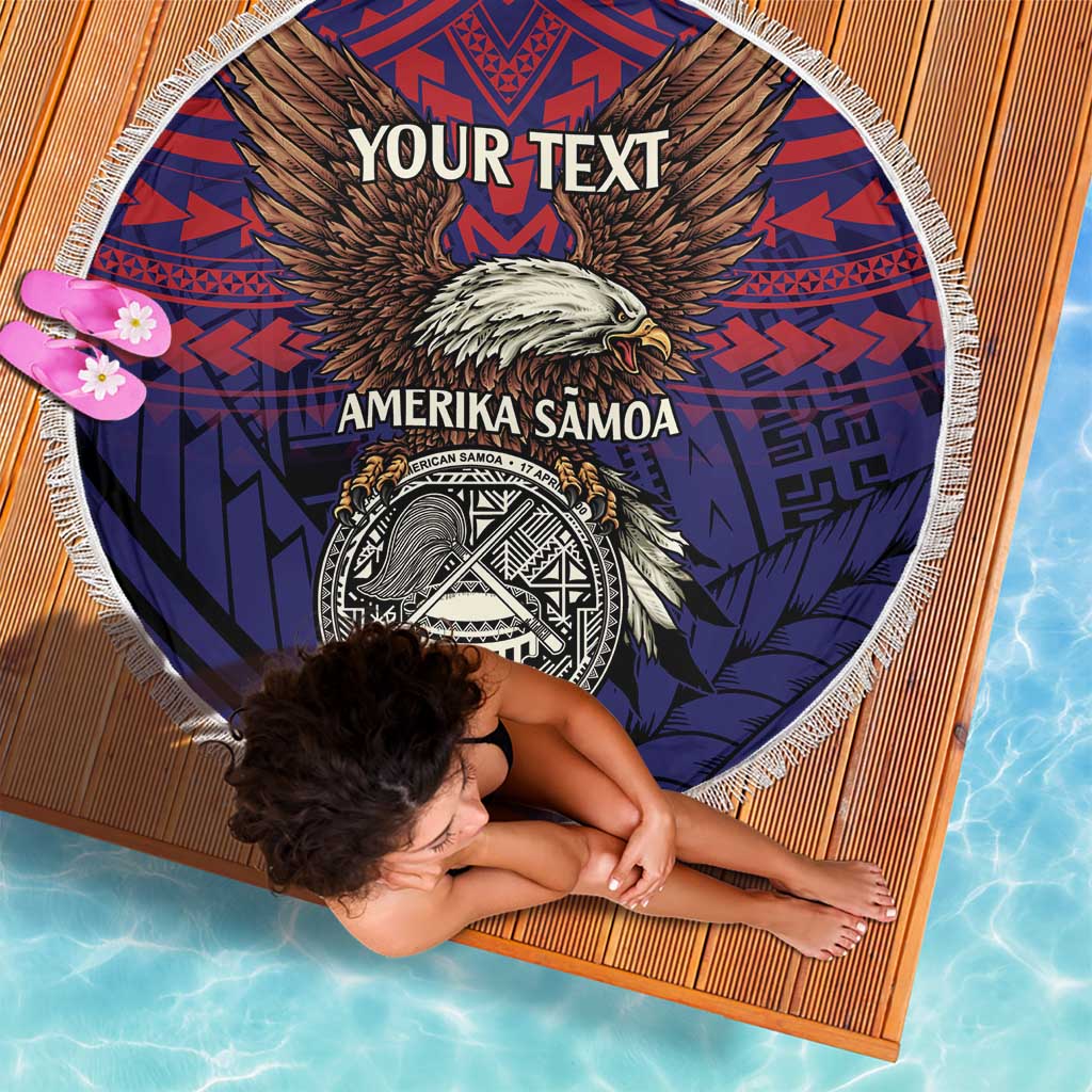 American Samoa Brave Eagle Personalized Beach Blanket National Flag Color