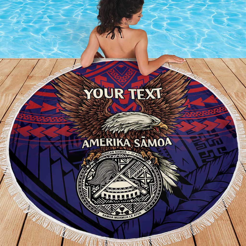 American Samoa Brave Eagle Personalized Beach Blanket National Flag Color