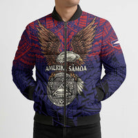 American Samoa Brave Eagle Personalized Bomber Puffer Jacket National Flag Color - Polynesian Pride