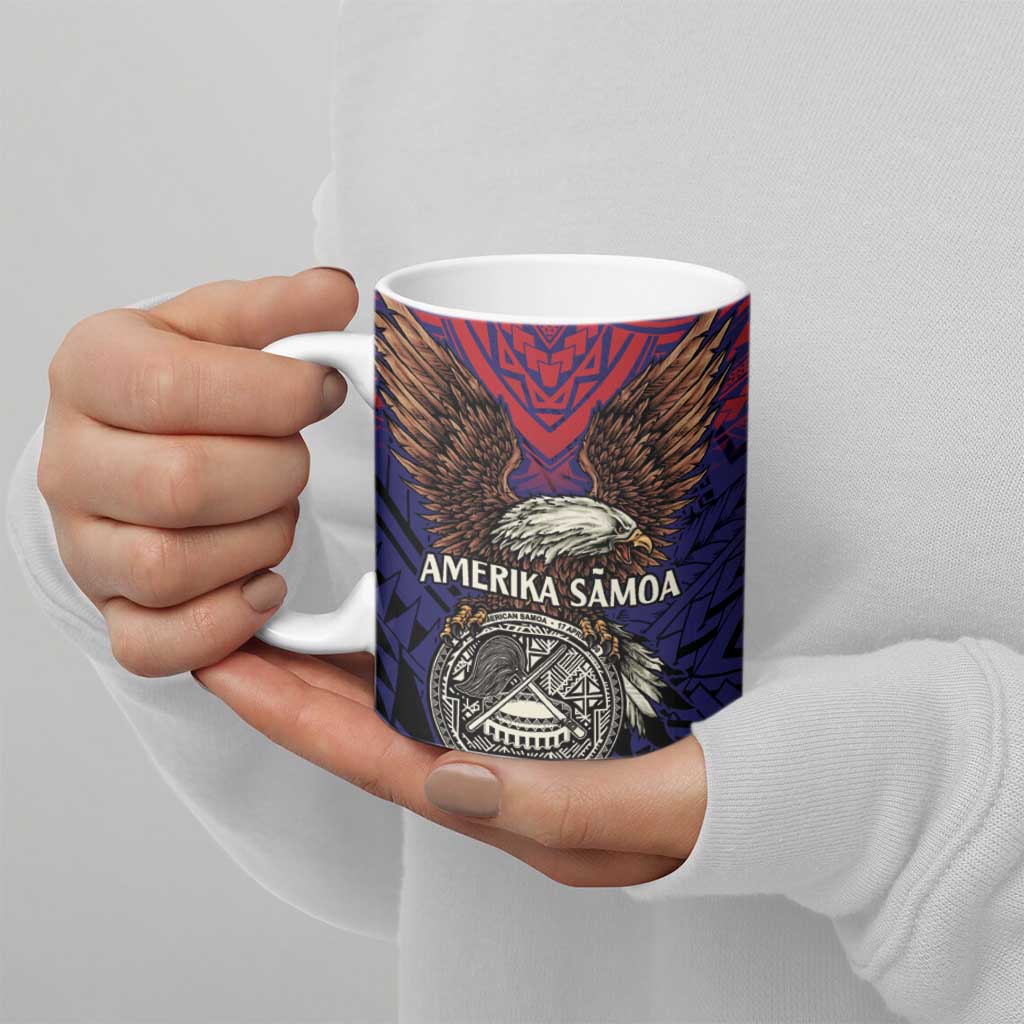 American Samoa Brave Eagle Personalized Ceramic Mug National Flag Color - Polynesian Pride