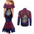 American Samoa Brave Eagle Personalized Couples Matching Mermaid Dress and Long Sleeve Button Shirt National Flag Color