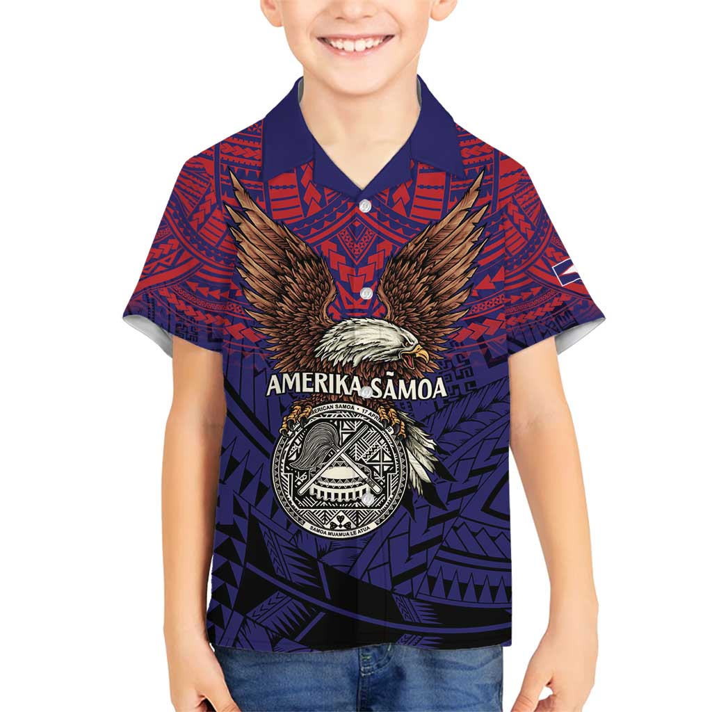 American Samoa Brave Eagle Personalized Family Matching Off Shoulder Maxi Dress and Hawaiian Shirt National Flag Color