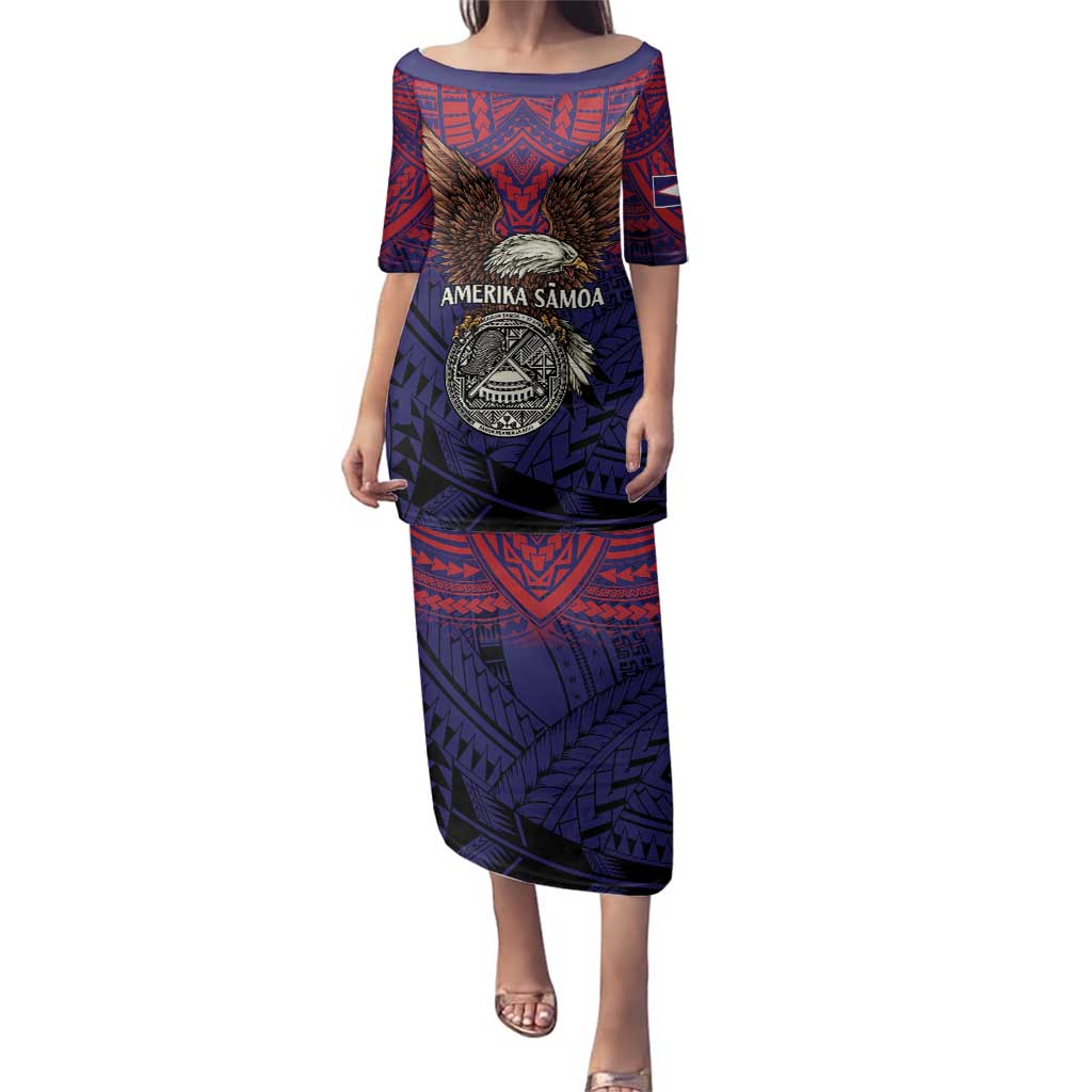 American Samoa Brave Eagle Personalized Family Matching Puletasi and Hawaiian Shirt National Flag Color