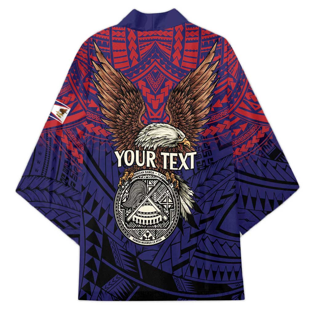 American Samoa Brave Eagle Personalized Kimono National Flag Color - Polynesian Pride