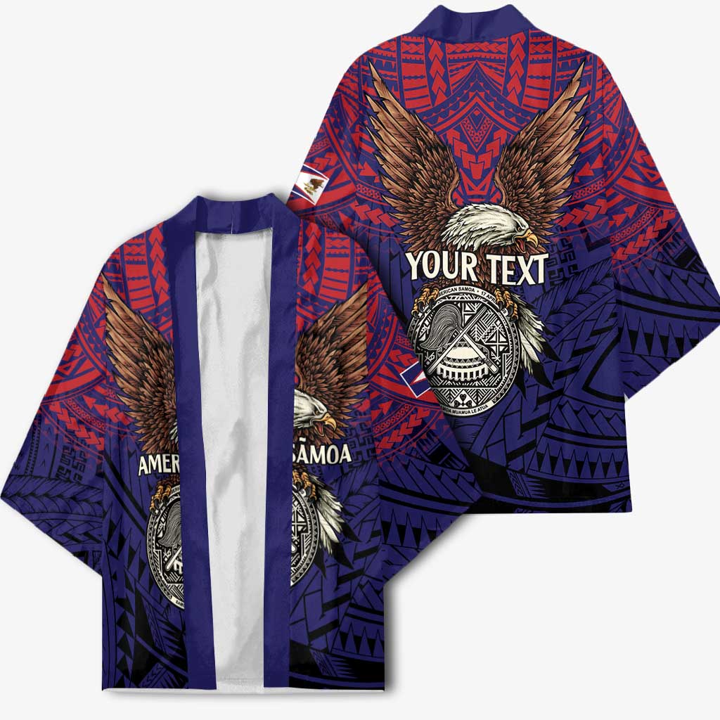 American Samoa Brave Eagle Personalized Kimono National Flag Color - Polynesian Pride
