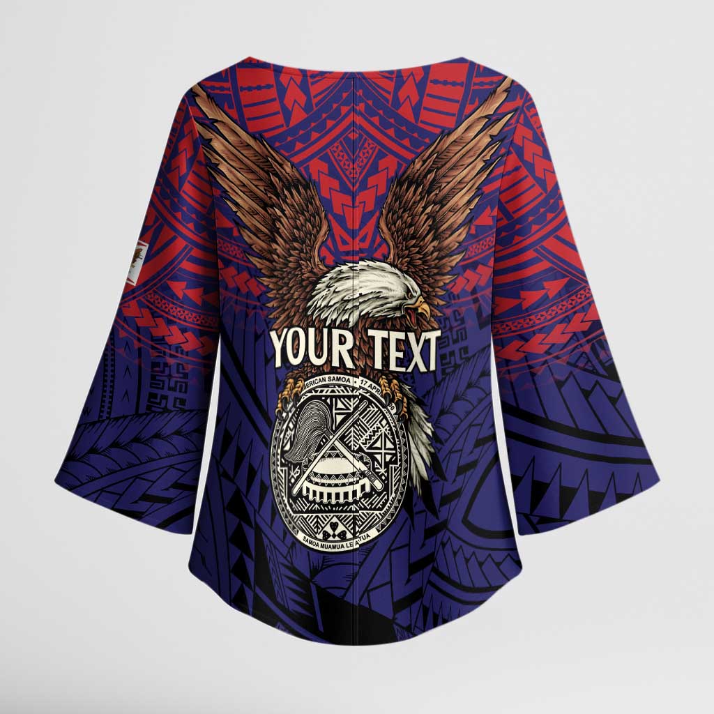 American Samoa Brave Eagle Personalized Kimono Sleeve Blouse National Flag Color - Polynesian Pride