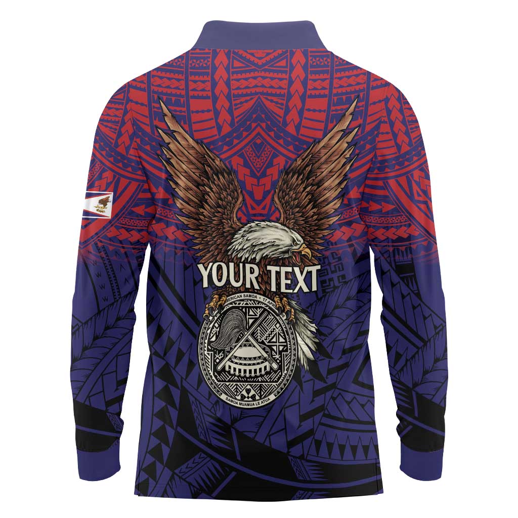 American Samoa Brave Eagle Personalized Long Sleeve Polo Shirt National Flag Color