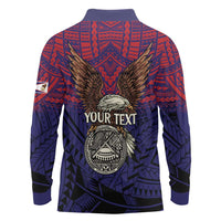 American Samoa Brave Eagle Personalized Long Sleeve Polo Shirt National Flag Color