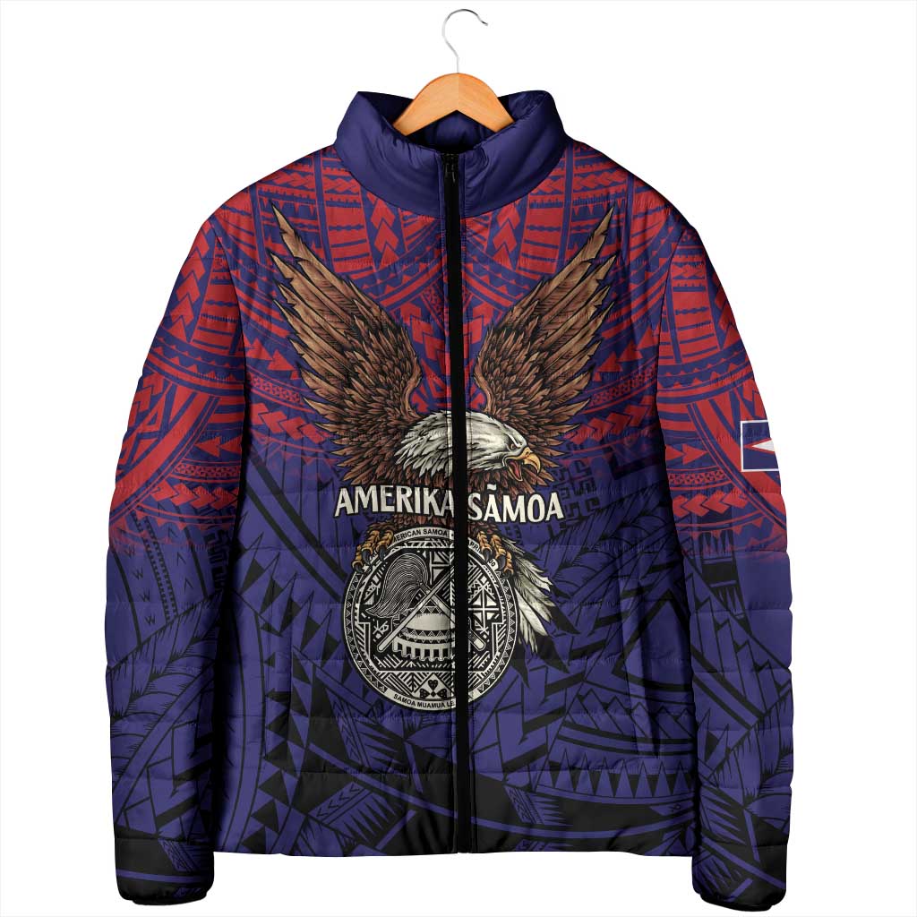 American Samoa Brave Eagle Personalized Padded Jacket National Flag Color - Polynesian Pride