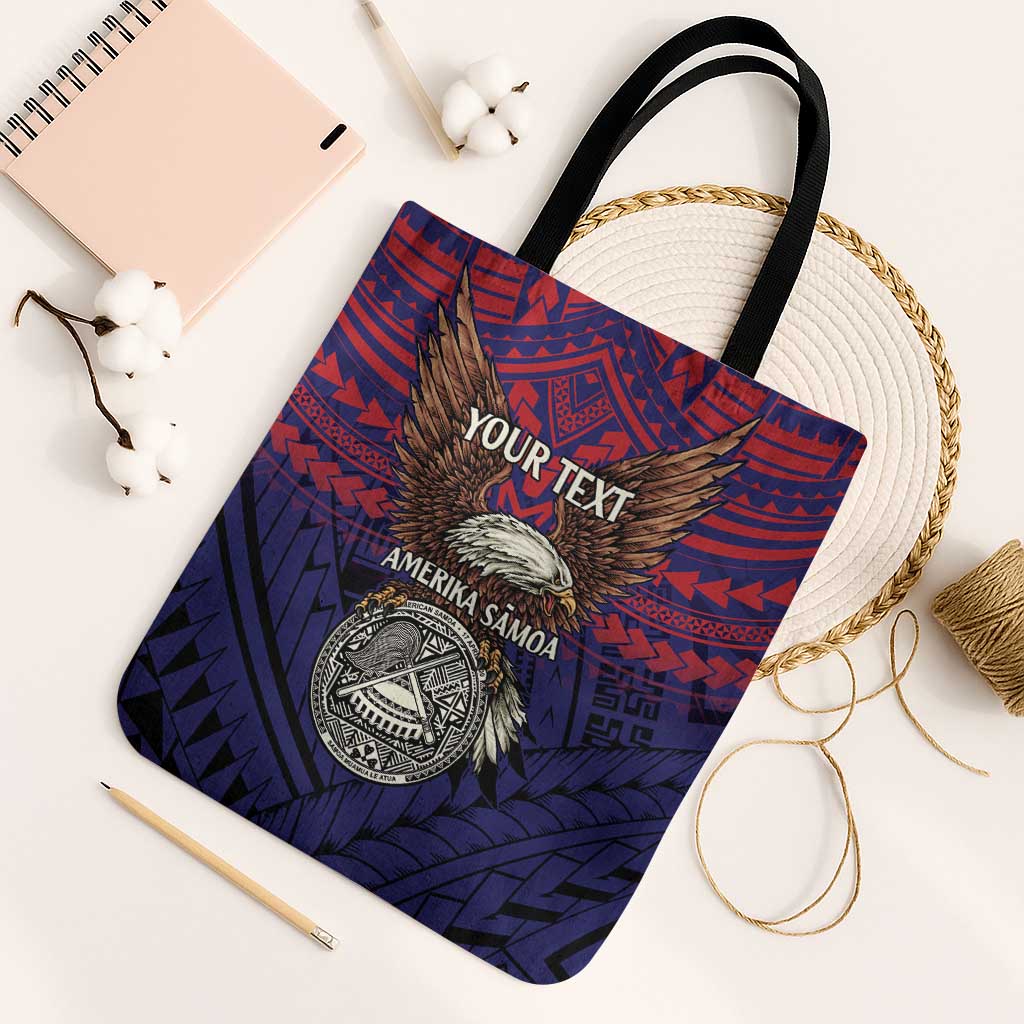 American Samoa Brave Eagle Personalized Tote Bag National Flag Color - Polynesian Pride