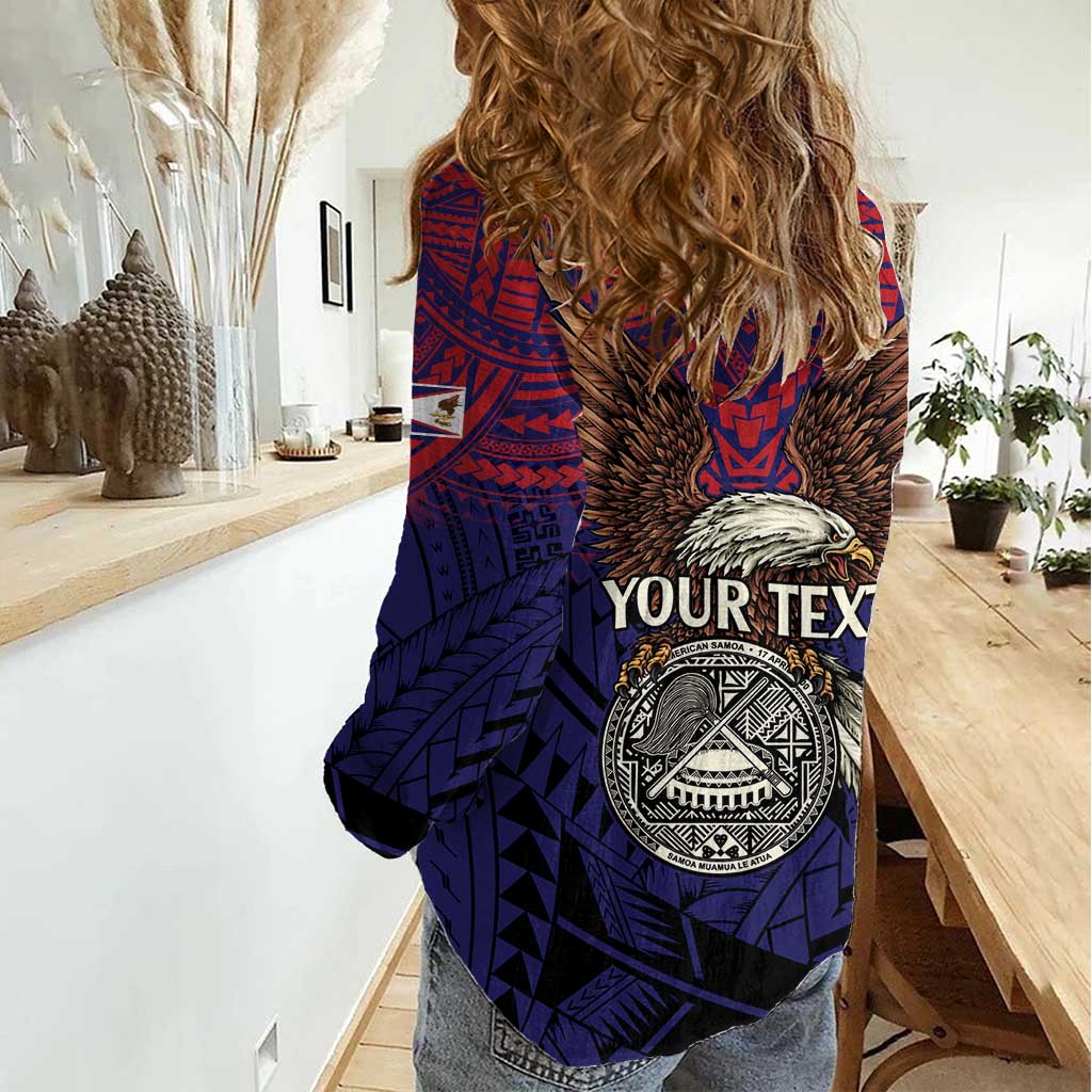 American Samoa Brave Eagle Personalized Women Casual Shirt National Flag Color