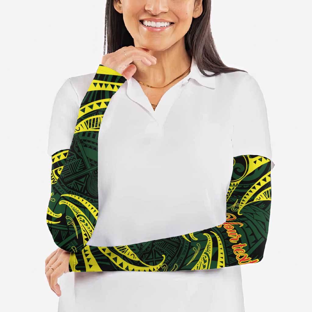 American Samoa Manua Cession Day Personalized Arm Sleeves Polynesian Wave Style - Polynesian Pride