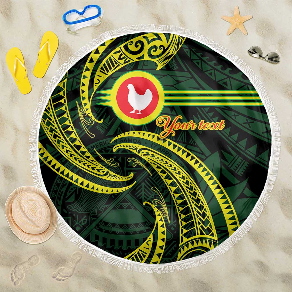 American Samoa Manua Cession Day Personalized Beach Blanket Polynesian Wave Style