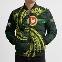 American Samoa Manua Cession Day Personalized Bomber Puffer Jacket Polynesian Wave Style - Polynesian Pride