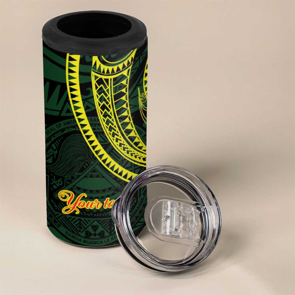 American Samoa Manua Cession Day Personalized 4 in 1 Can Cooler Tumbler Polynesian Wave Style