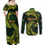 American Samoa Manua Cession Day Personalized Couples Matching Off Shoulder Maxi Dress and Long Sleeve Button Shirt Polynesian Wave Style