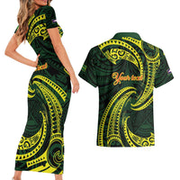 American Samoa Manua Cession Day Personalized Couples Matching Short Sleeve Bodycon Dress and Hawaiian Shirt Polynesian Wave Style