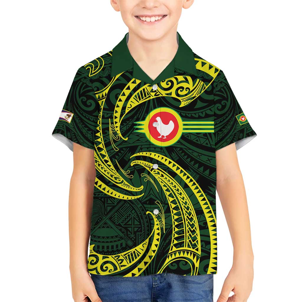 American Samoa Manua Cession Day Personalized Family Matching Long Sleeve Bodycon Dress and Hawaiian Shirt Polynesian Wave Style