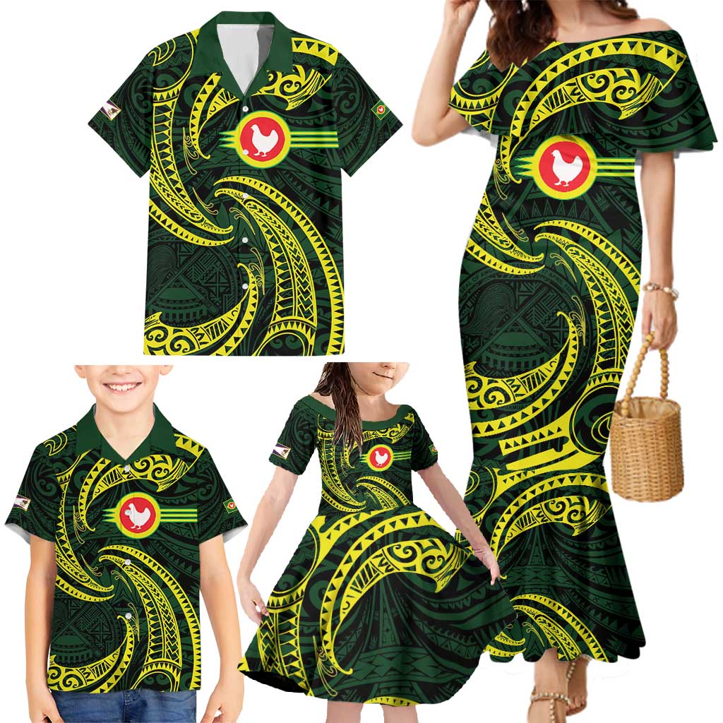 American Samoa Manua Cession Day Personalized Family Matching Mermaid Dress and Hawaiian Shirt Polynesian Wave Style