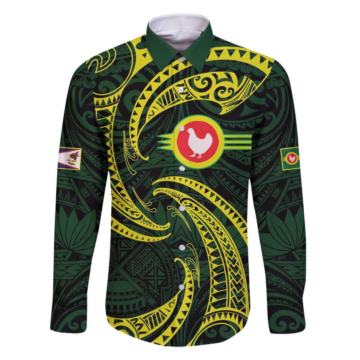 American Samoa Manua Cession Day Personalized Family Matching Off The Shoulder Long Sleeve Dress and Hawaiian Shirt Polynesian Wave Style