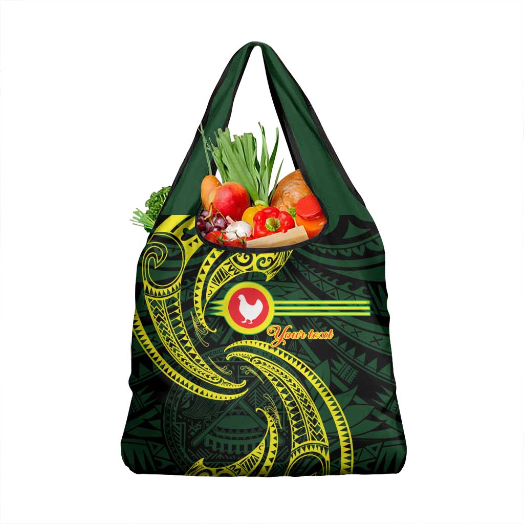 American Samoa Manua Cession Day Personalized Grocery Bag Polynesian Wave Style