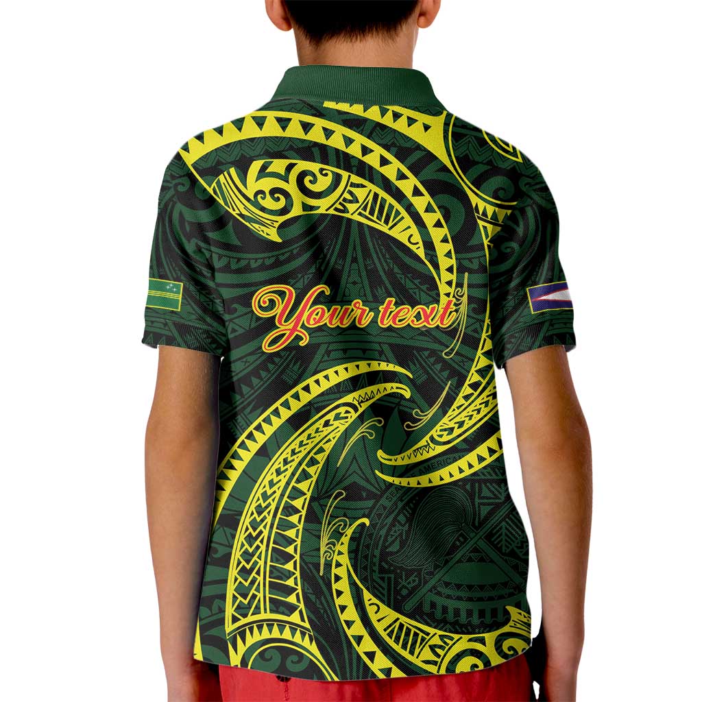 American Samoa Manua Cession Day Personalized Kid Polo Shirt Polynesian Wave Style