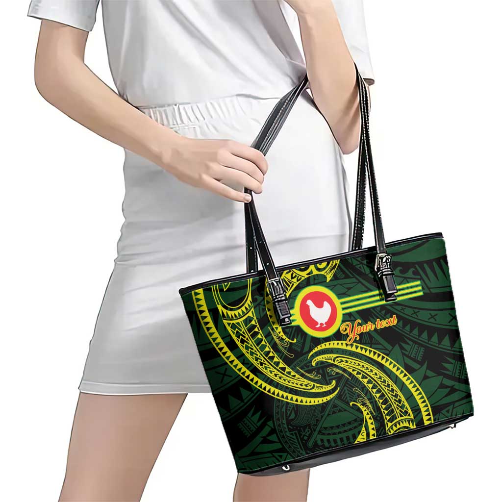 American Samoa Manua Cession Day Personalized Leather Tote Bag Polynesian Wave Style