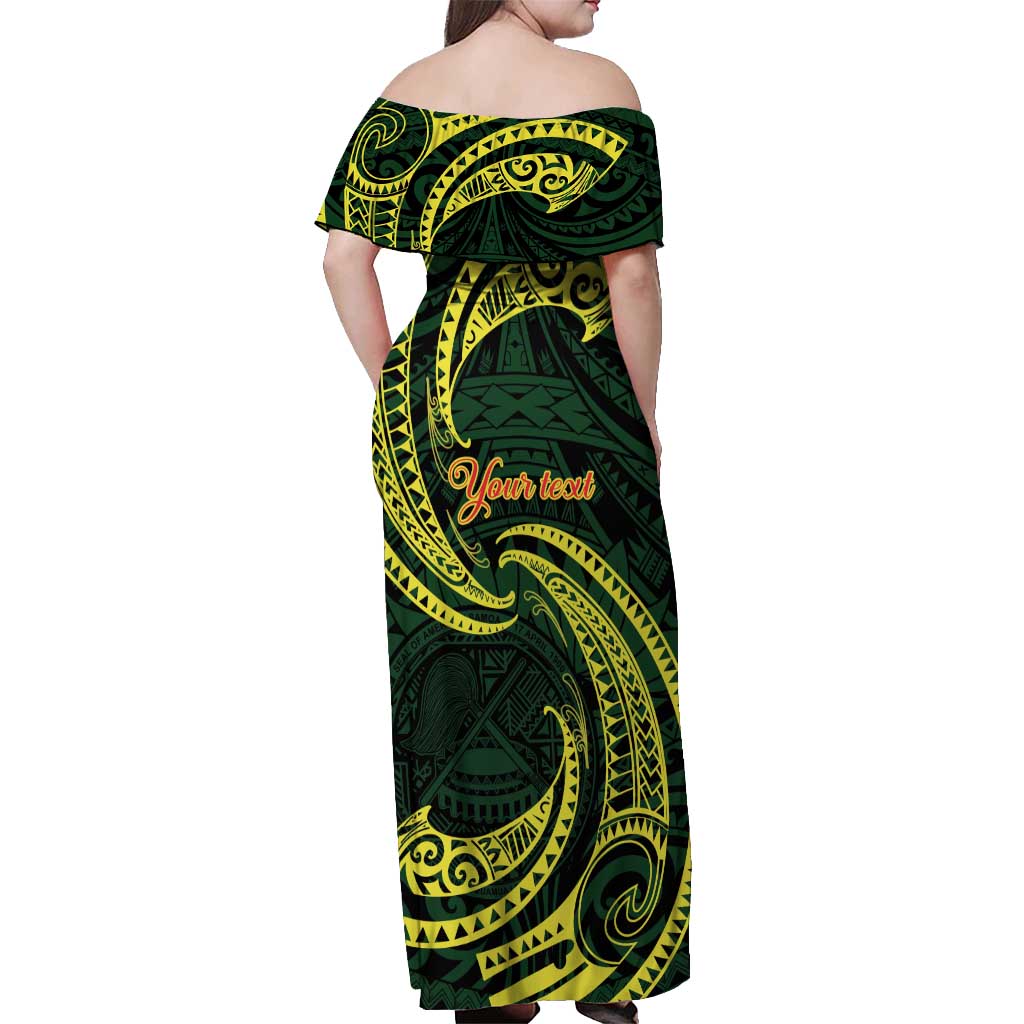 American Samoa Manua Cession Day Personalized Off Shoulder Maxi Dress Polynesian Wave Style