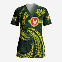 American Samoa Manua Cession Day Personalized Scrub Top Polynesian Wave Style - Polynesian Pride