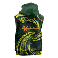 American Samoa Manua Cession Day Personalized Sleeveless Zip Hoodie Polynesian Wave Style - Polynesian Pride