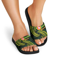 American Samoa Manua Cession Day Personalized Slide Sandals Polynesian Wave Style - Polynesian Pride