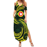 American Samoa Manua Cession Day Personalized Summer Maxi Dress Polynesian Wave Style