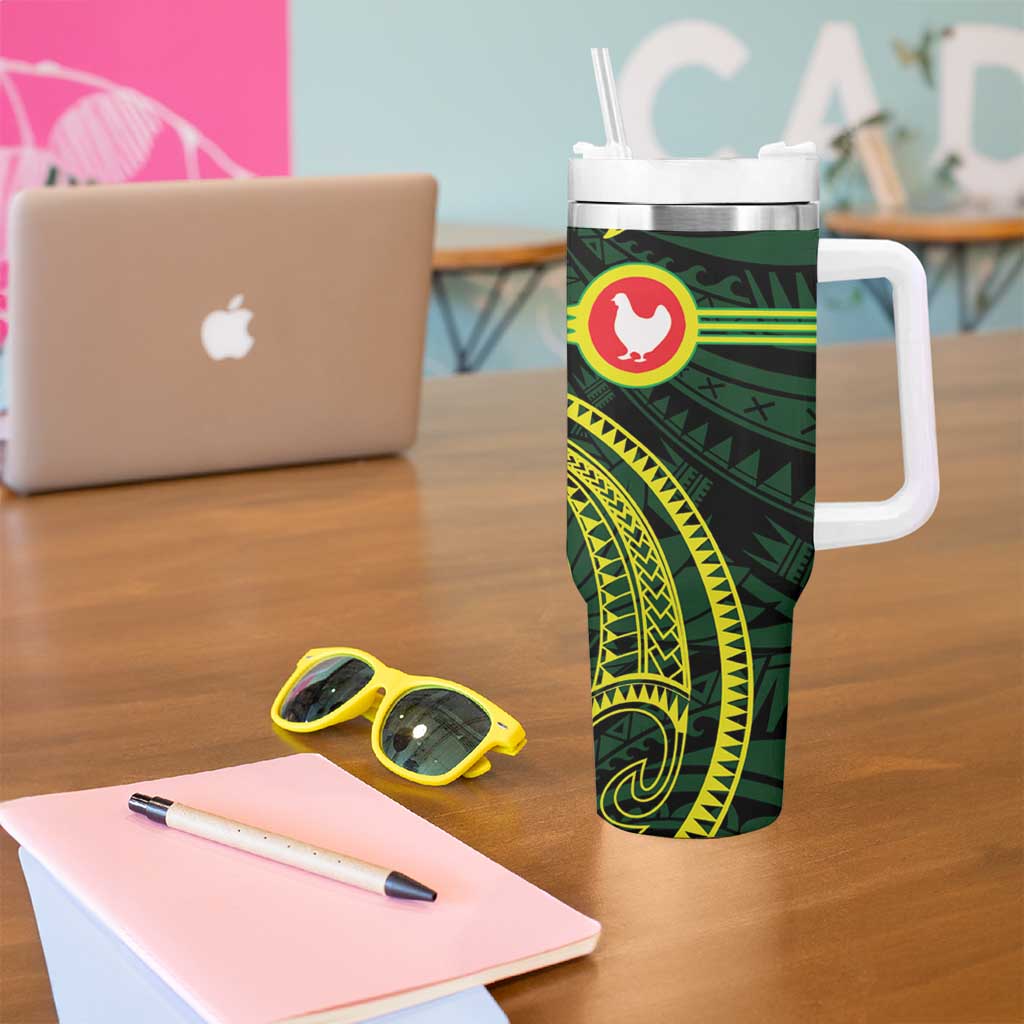 American Samoa Manua Cession Day Personalized Tumbler With Handle Polynesian Wave Style