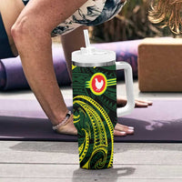 American Samoa Manua Cession Day Personalized Tumbler With Handle Polynesian Wave Style