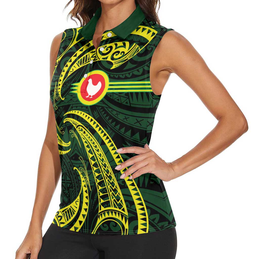 American Samoa Manua Cession Day Personalized Women Sleeveless Polo Shirt Polynesian Wave Style