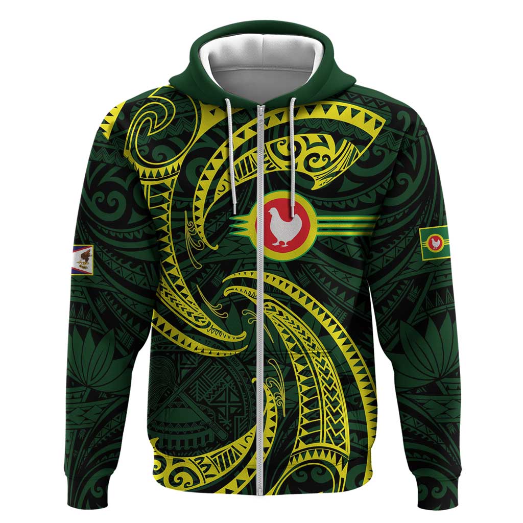 American Samoa Manua Cession Day Personalized Zip Hoodie Polynesian Wave Style