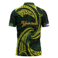 American Samoa Manua Cession Day Personalized Zipper Polo Shirt Polynesian Wave Style - Polynesian Pride