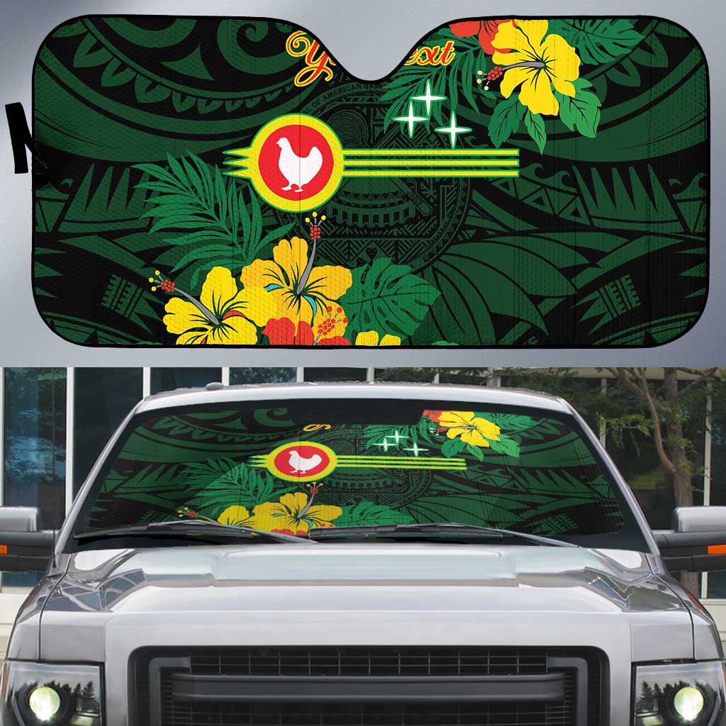 American Samoa Manu'atele Personalized Auto Sun Shade Manua Island Hibiscus Flowers - Polynesian Pride
