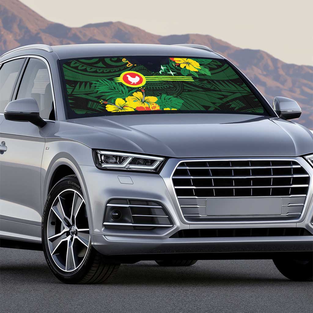 American Samoa Manu'atele Personalized Auto Sun Shade Manua Island Hibiscus Flowers - Polynesian Pride
