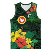 American Samoa Manu'atele Personalized Basketball Jersey Manua Island Hibiscus Flowers - Polynesian Pride